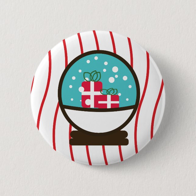 Badge Rond 5 Cm Snowflakes de Noël Snow Presents Snowglobe (Devant)