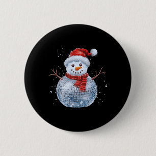 Badge Rond 5 Cm Snowman Christmas Retro Santa Hat Disco Ball Match