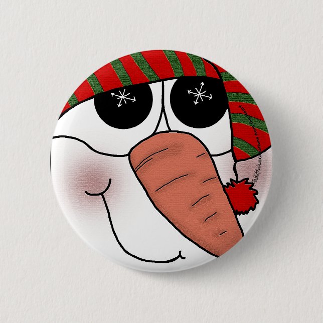 Badge Rond 5 Cm Snowman Face Snowflake Sparkake (Devant)
