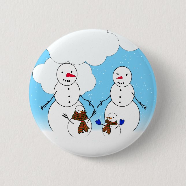 Badge Rond 5 Cm Snowman Family (Devant)