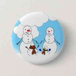 Badge Rond 5 Cm Snowman Family