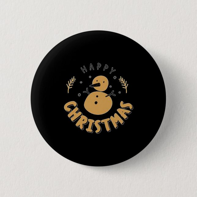 Badge Rond 5 Cm Snowman Happy Christmas  (Devant)