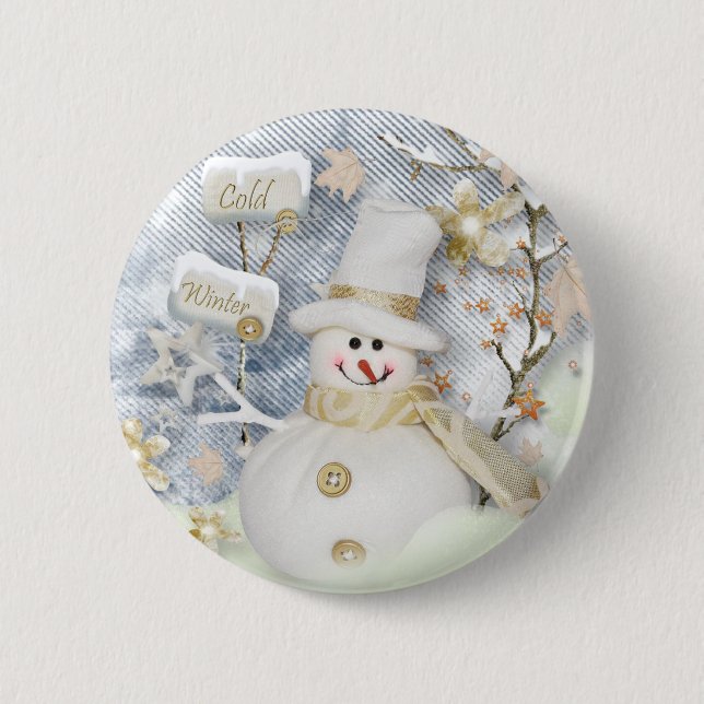 Badge Rond 5 Cm Snowman hiver froid (Devant)