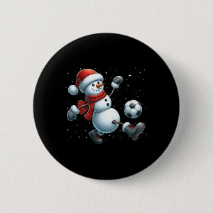 Badge Rond 5 Cm Snowman Soccer Noël Snow Boys Filles Enfants Noël