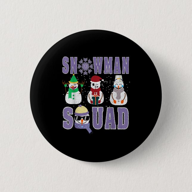 Badge Rond 5 Cm Snowman Squad Funny Family Matching, Teacher And S (Devant)