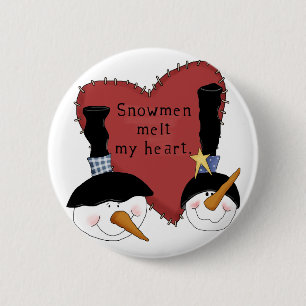 Badge Rond 5 Cm Snowmen Melt My Heart Tshirts et cadeaux