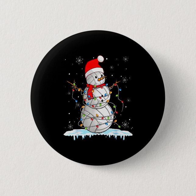 Badge Rond 5 Cm Snowmies Santa Lights Christmas Snowman Volleyball (Devant)