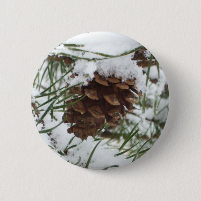 Badge Rond 5 Cm Snowy Pine Cone I (Devant)