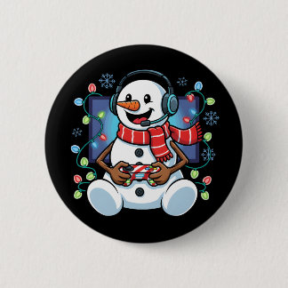 Badge Rond 5 Cm Snowy Snowman Gamer