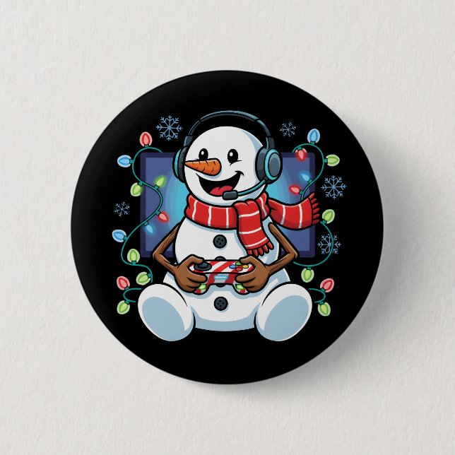 Badge Rond 5 Cm Snowy Snowman Gamer (Devant)