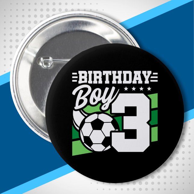 Badge Rond 5 Cm Soccer Anniversaire - Garçon de 3 ans - 3ème anniv (Créateur téléchargé)