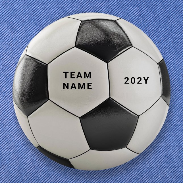 Badge Rond 5 Cm Soccer Ball Button Pin | Custom Team Name Buttons (Soccer ball design, perfect for football fans, team celebrations, birthdays & sports-themed parties!)