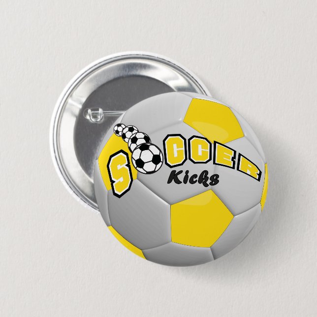 Badge Rond 5 Cm Soccer Ball Sport Kicks | jaune (Devant & derrière)