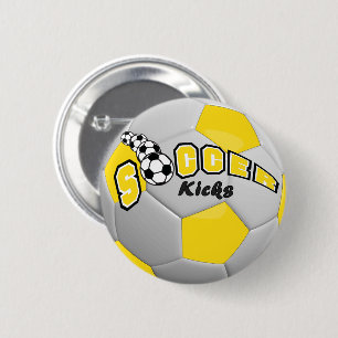 Badge Rond 5 Cm Soccer Ball Sport Kicks   jaune