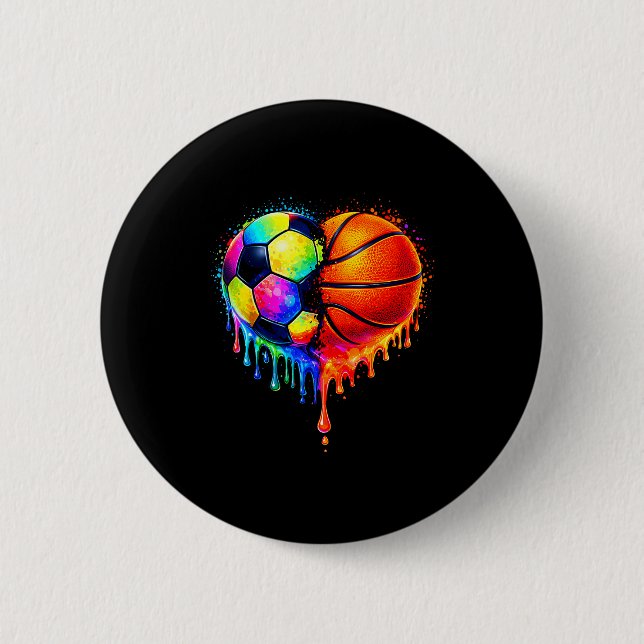 Badge Rond 5 Cm Soccer Basketball Drip Heart Srts Valentines Day M (Devant)