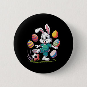 Badge Rond 5 Cm Soccer Chemise de Pâques Garçons Enfants Bunny de