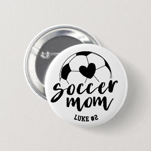 Badge Rond 5 Cm Soccer Mom Heart Ball Personalized Name and Number