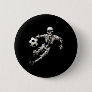 Badge Rond 5 Cm Soccer Squelette Jouer Soccer Halloween Crâne Lov