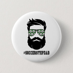 Badge Rond 5 Cm Soccer Stepdad Avec Beard Step Papa Step Père Ste