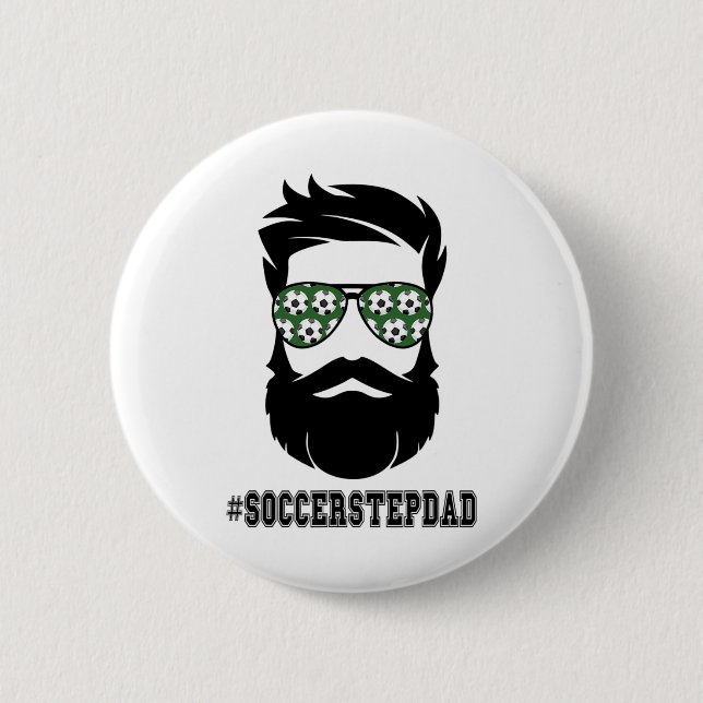 Badge Rond 5 Cm Soccer Stepdad Avec Beard Step Papa Step Père Ste (Devant)