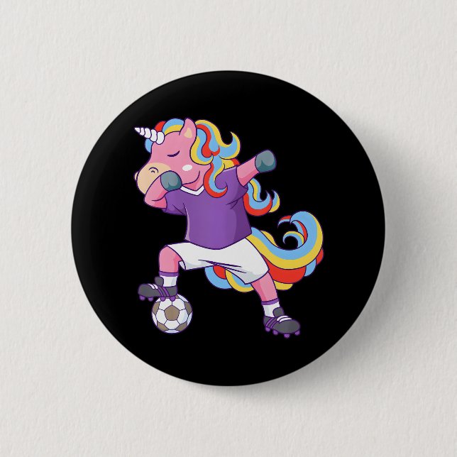 Badge Rond 5 Cm Soccer Unicorn Dabbing (Devant)