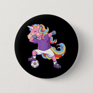 Badge Rond 5 Cm Soccer Unicorn Dabbing