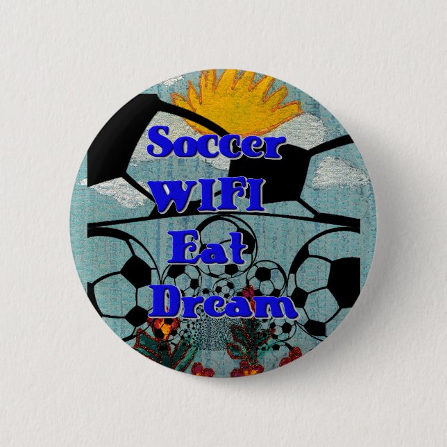 Badge Rond 5 Cm Soccer WIFI Mange Dream Répéter. (Devant)