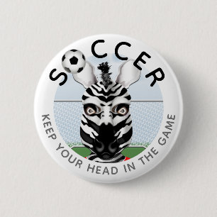 Badge Rond 5 Cm Soccer Zebra