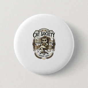 Badge Rond 5 Cm Société de chats Bar à alcool humour Vintage vecte