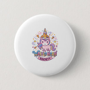 Badge Rond 5 Cm Société de cornes de gaufres de licorne Prêt à imp