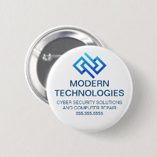 Badge Rond 5 Cm Société de technologie informatique de cybersécuri