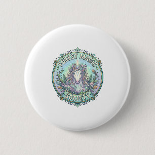 Badge Rond 5 Cm Société Magique de Graphisme de la Forêt de Licorn