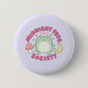 Badge Rond 5 Cm Société Mignonne Grenouille de Minuit Champignon P
