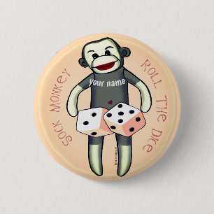 Badge Rond 5 Cm Sock Monkey Dice