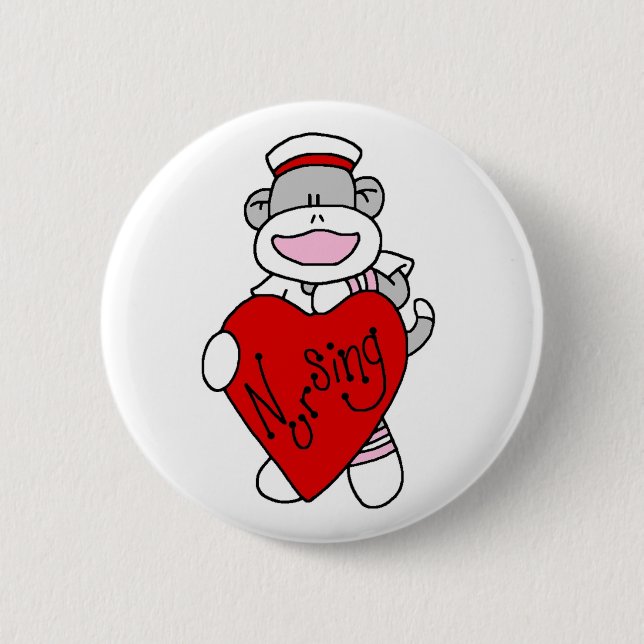 Badge Rond 5 Cm Sock Monkey I Love Nursing T-shirts et cadeaux (Devant)