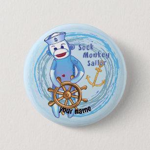 Badge Rond 5 Cm Sock Monkey Sailor