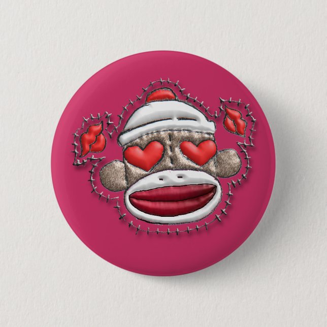 Badge Rond 5 Cm Sock Monkey Valentine Merchandises (Devant)