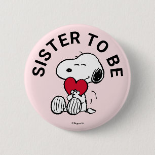 Badge Rond 5 Cm Soeur Baby shower Snoopy