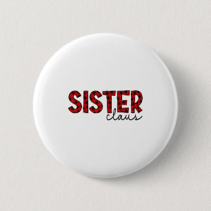 Badge Rond 5 Cm Sœur Claus Noël Christmas Carreaux Rouges Pyjama F