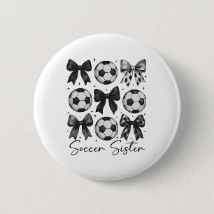 Badge Rond 5 Cm Sœur de football Amusante Coquette Arc Sœur de foo