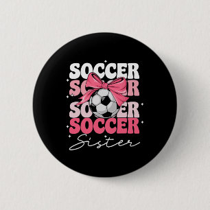 Badge Rond 5 Cm Sœur de football groovy Coquette Arc Football _2