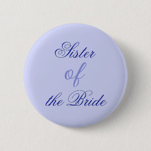 Badge Rond 5 Cm Sœur de la mariée bleu élégant