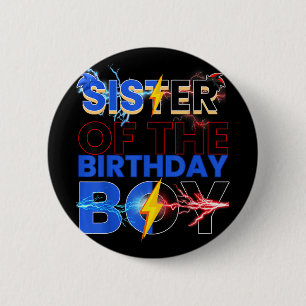 Badge Rond 5 Cm Soeur De L'Anniversaire Garçon Hedgehog Famille Fê