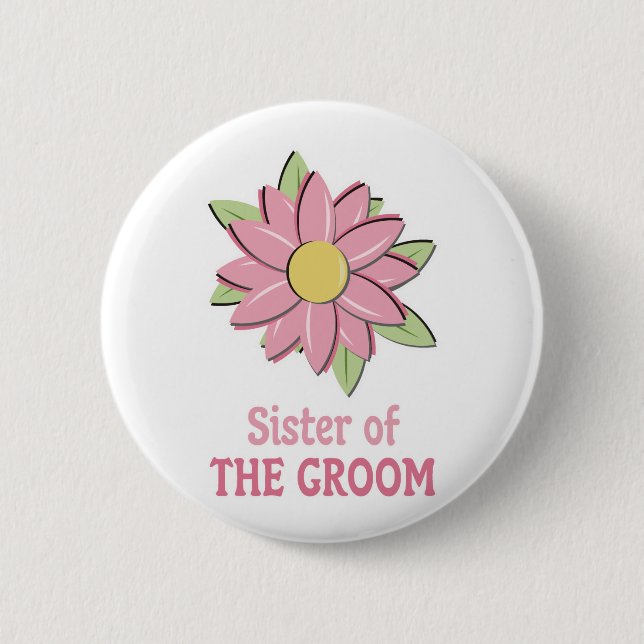 Badge Rond 5 Cm Soeur rose de marié de fleur (Devant)