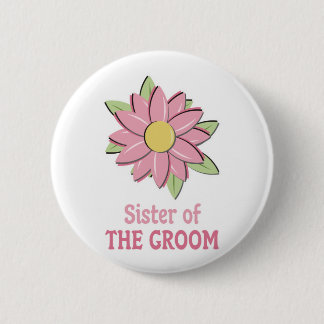 Badge Rond 5 Cm Soeur rose de marié de fleur