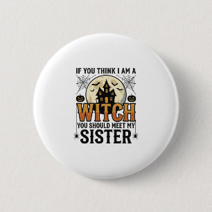 Badge Rond 5 Cm Sœur Sorcière Drôle Halloween Graphique Vintage_1