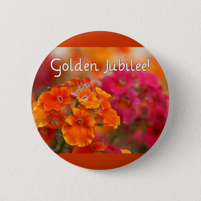 Badge Rond 5 Cm Soeurs 50e Jubilé—Cadeaux de design floral (Devant)