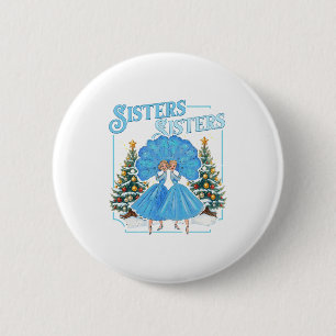 Badge Rond 5 Cm Sœurs dévouées Noël blanc Joyeux Noël flocon de ne