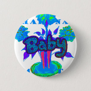 Badge Rond 5 Cm Soft Cyan Blue Flower Art : A Baby's Touch.
