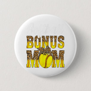 Badge Rond 5 Cm Softball Bonus Maman Jeu Jour Femmes Leopard Mères
